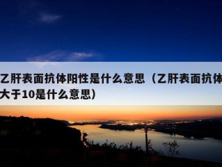 乙肝表面抗体阳性是什么意思（乙肝表面抗体大于10是什么意思）