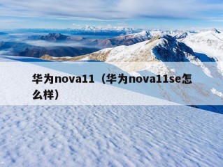 华为nova11（华为nova11se怎么样）