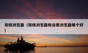 双核浏览器（双核浏览器和谷歌浏览器哪个好）