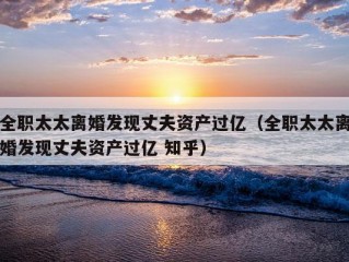 全职太太离婚发现丈夫资产过亿（全职太太离婚发现丈夫资产过亿 知乎）